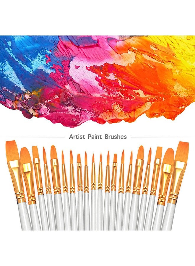 2 Pack 20 Pcs Round Pointed Tip Paintbrushes Nylon Hair Artist Acrylic Paint Brushes for Acrylic Oil Watercolor, Face Nail Art, Miniature Detailing & Rock Painting, White - Image 2