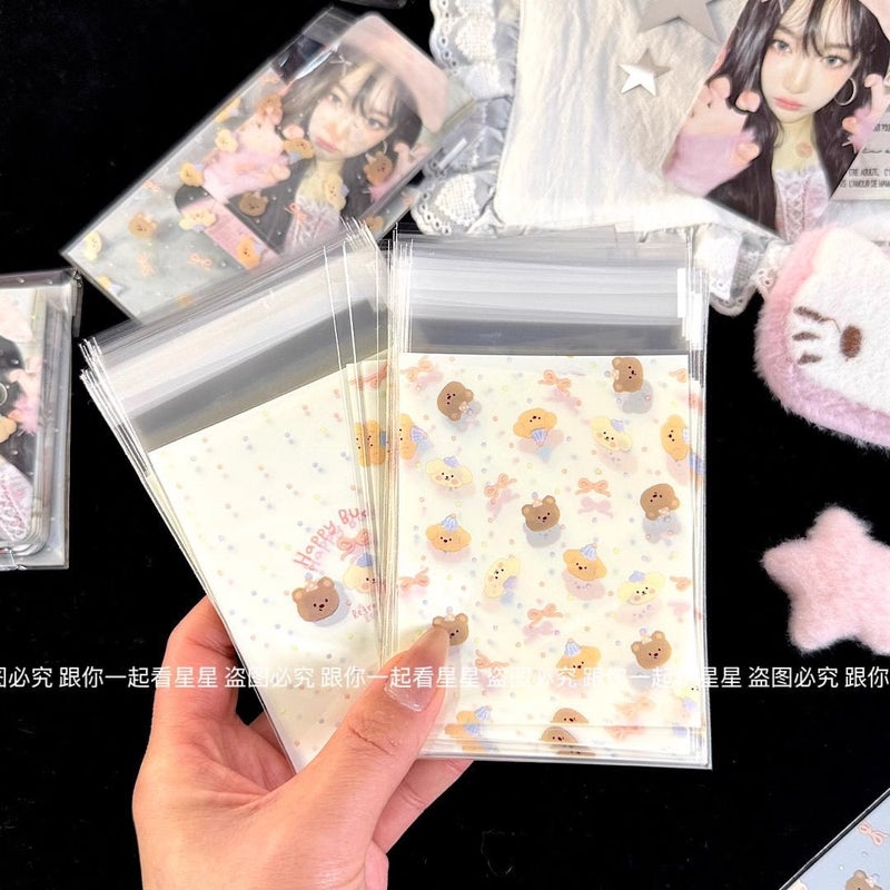 Cute Bear Self-Adhesive Bag Ins Style High Color Value Card Small Card Packaging Sub-Pack Bag Creative Small Gift Packaging Bag - Image 3
