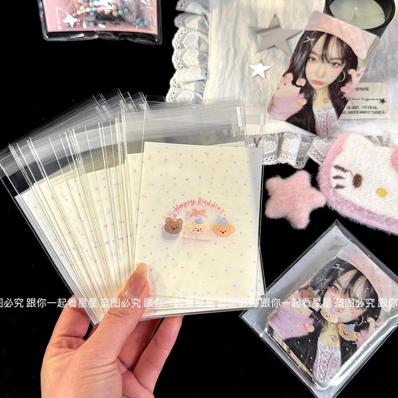Cute Bear Self-Adhesive Bag Ins Style High Color Value Card Small Card Packaging Sub-Pack Bag Creative Small Gift Packaging Bag - Image 1