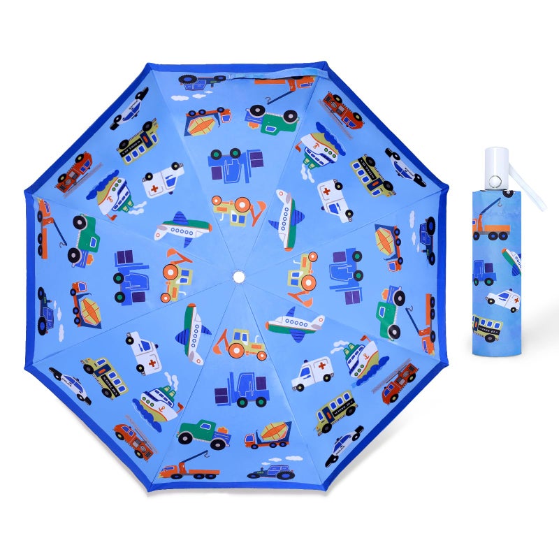 Decalsweet Kids Folding Umbrella Auto Open/Close Anti-rebound Safe Design UV Resistant Automatic Children Travel Umbrellas 8 Rib Reinforced Canopy 360Â° Reflective Strip Lightweight Cute Umbrella for Girls & Boys - Image 1