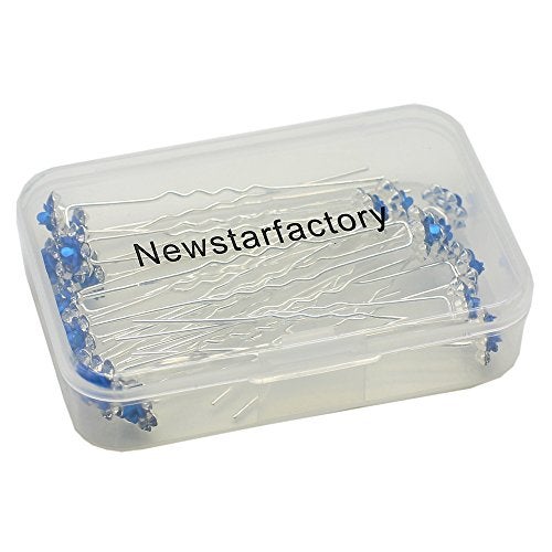 Newstarfactory Rose U-sharped Design Collection Metal Hair Pins Pack of 20 (Blue) - Image 3