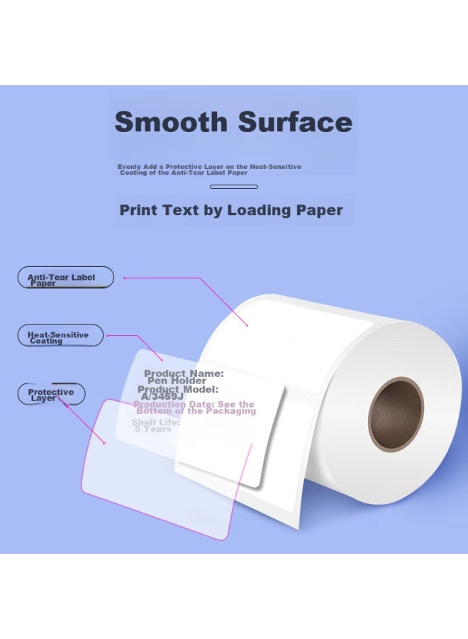 Befon ورق ملصقات ذاتي اللصق، ورق مطلي، 60mm*40mm*1000 قطعة، صف واحد، ورق باركود، ملصقات الطباعة - Image 2