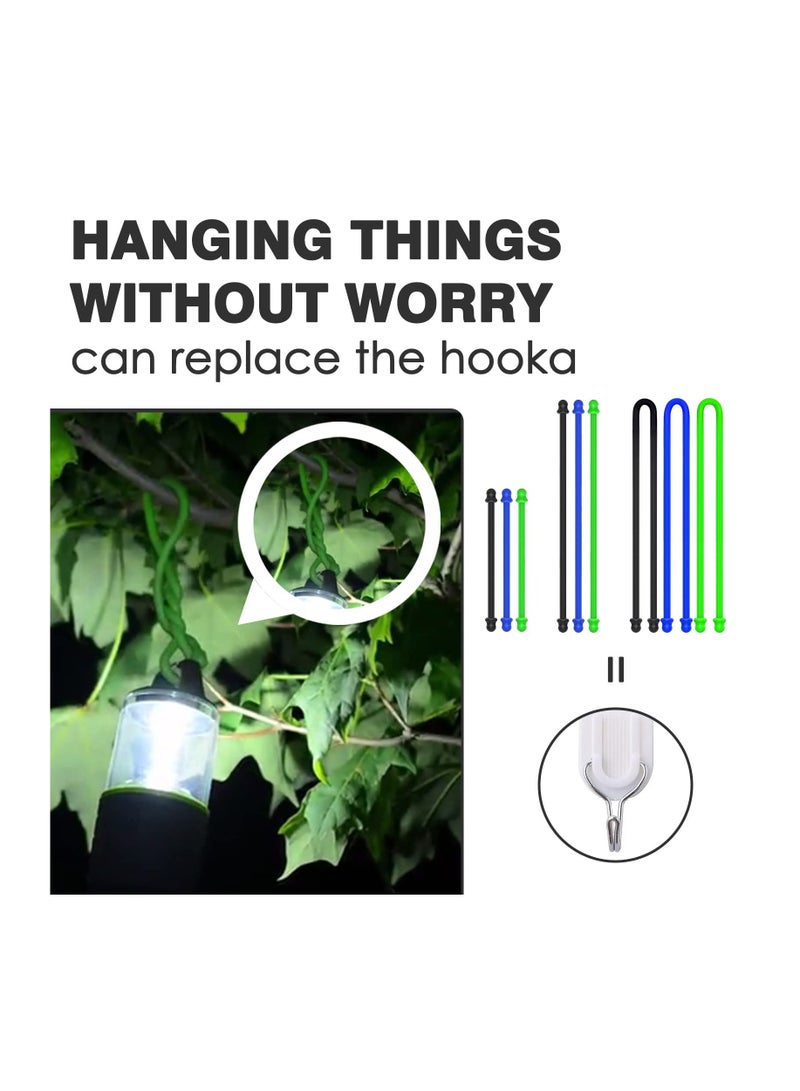 Loquat Reusable Silicone Twist Ties with Steel Core for Cable and Gear Organization, Versatile Wire Management Set of 9 - Image 4