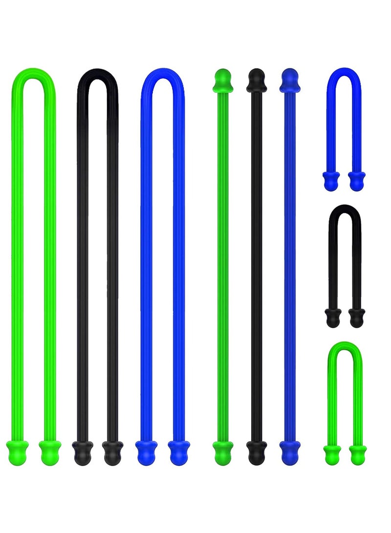 Loquat Reusable Silicone Twist Ties with Steel Core for Cable and Gear Organization, Versatile Wire Management Set of 9 - Image 1