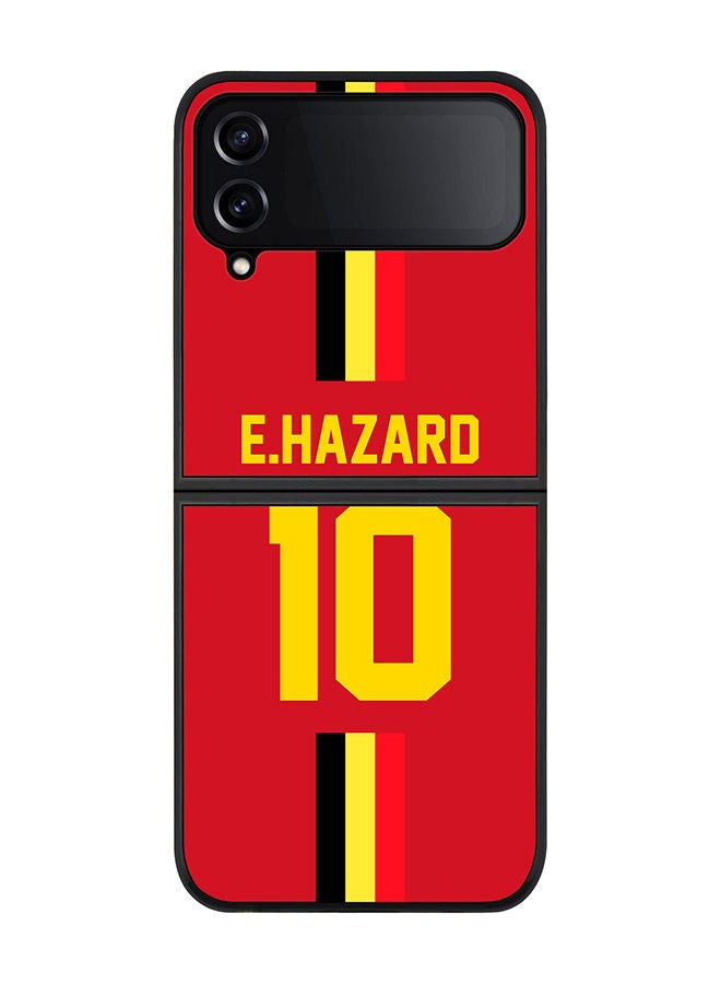 Stylizedd Rugged Black edge case for Samsung Galaxy Z Flip4 Slim fit Soft Case Flexible Rubber Edges Anti Drop TPU Gel Thin Cover - Football Team - Belgium Player Name - E.Hazard - Image 1