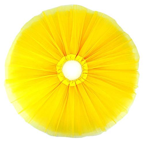 BGFKS 5 Layered Tulle Tutu Skirt for Girls with Hairbow, Ballet Dressing Up Kid Tutu Skirt (Yellow, 8-15 Years Old) - Image 2
