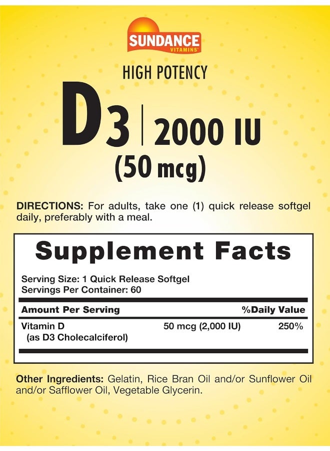 Sundance D3 2000 IU Softgels for Adults - Image 2