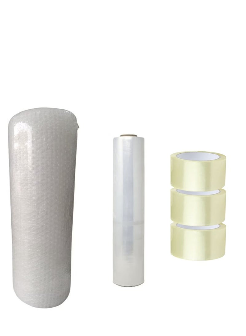 Generic Package For Cargo And Moving Bubble Wrap 50cmx10m, Plastic Wrap And 3 Transparent Tapes 