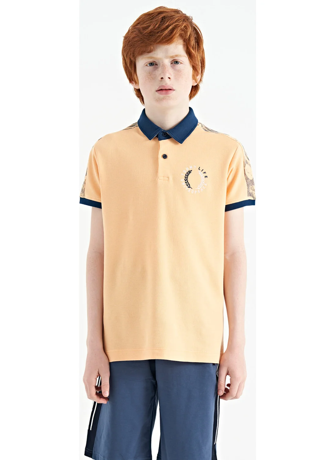 تومي لايف Melon Print Detailed Pola Collar Standard Pattern Boys T-Shirt - 11166