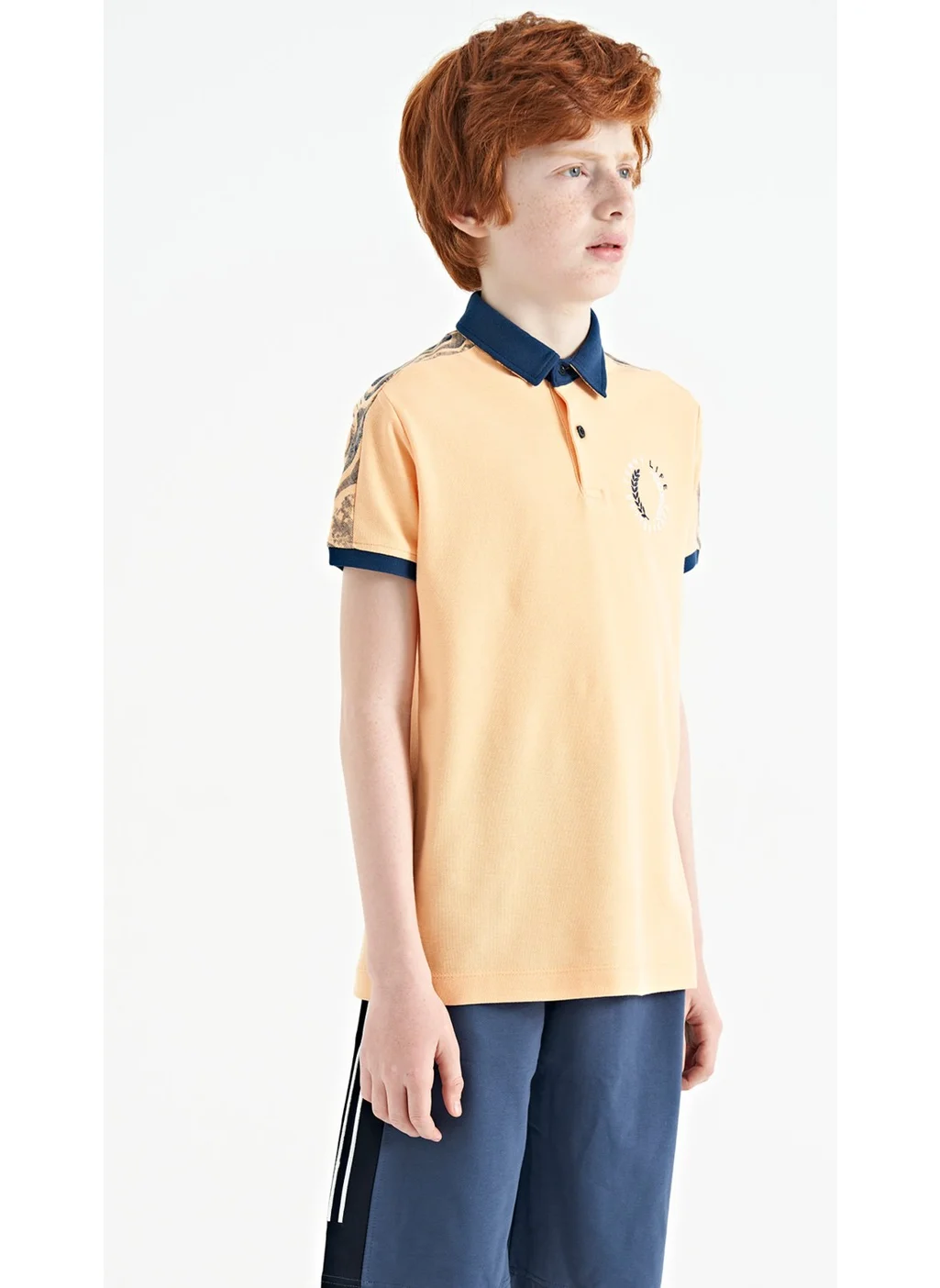 تومي لايف Melon Print Detailed Pola Collar Standard Pattern Boys T-Shirt - 11166