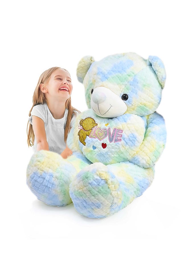 Toyland - 100 Cm Multi colour Green Teddy Bear with Holding Heart Shape for Girls Friend and Couples Anniversary Valentine and Birthday Gift - Image 1