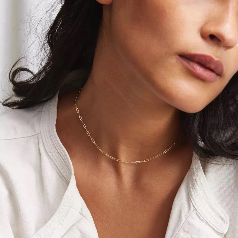 BERISO 14K Gold/Silver Plated Choker Necklace for Women Shining Dots Station Gold Chain Necklace Beads Sparkle Chain Necklace Link Chain Exquisite Jewelry for women - Image 2