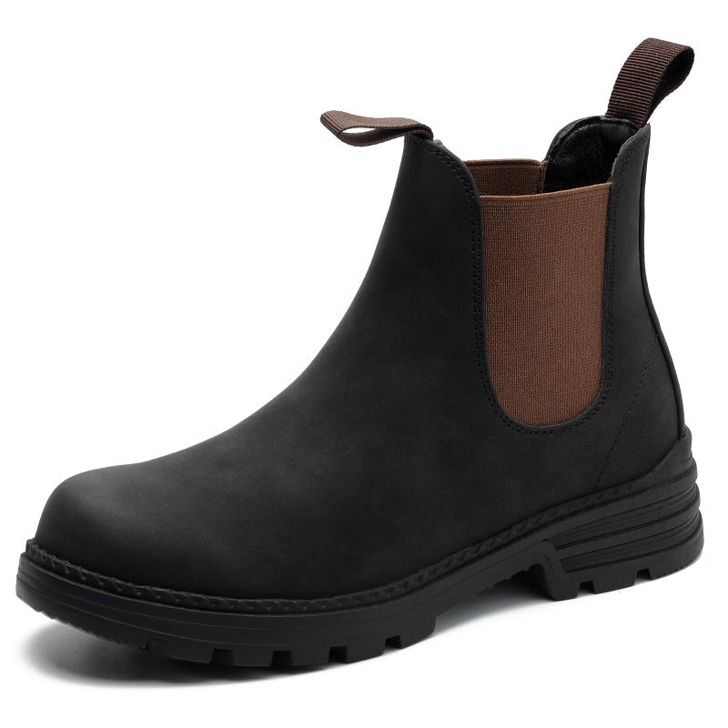 Cestfini Women Black Elastic Low Heel Chelsea Boots Non-Slip Pull On Work Hiking Boots for Women 8, Matteblack - Image 1