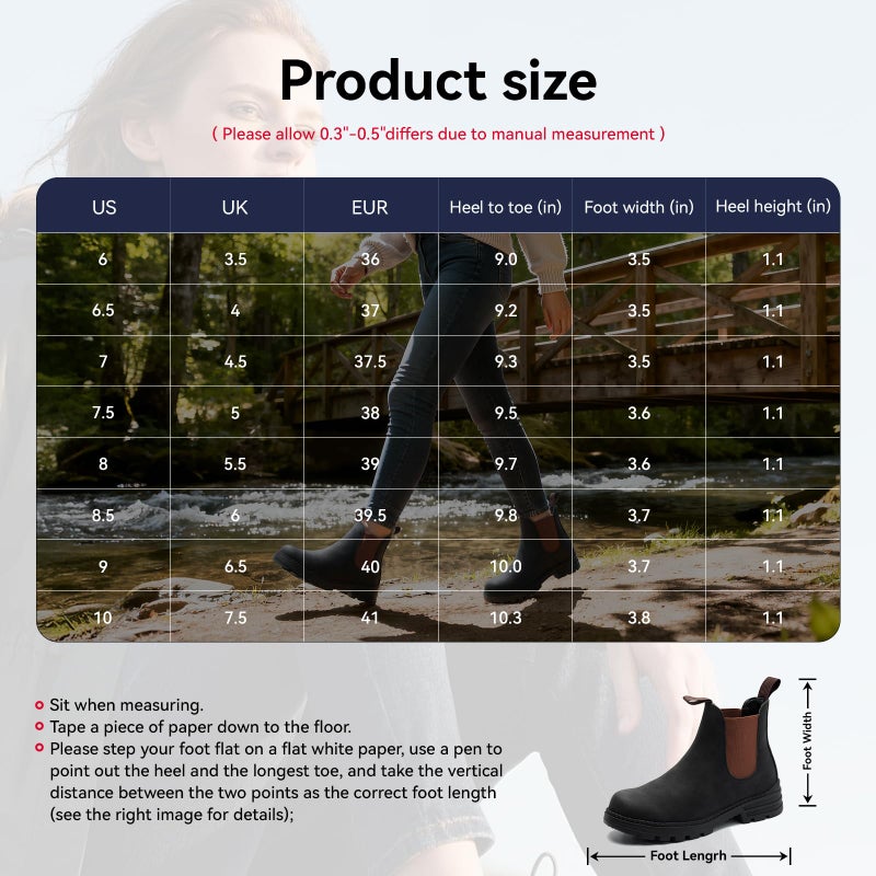 Cestfini Women Black Elastic Low Heel Chelsea Boots Non-Slip Pull On Work Hiking Boots for Women 8, Matteblack - Image 3