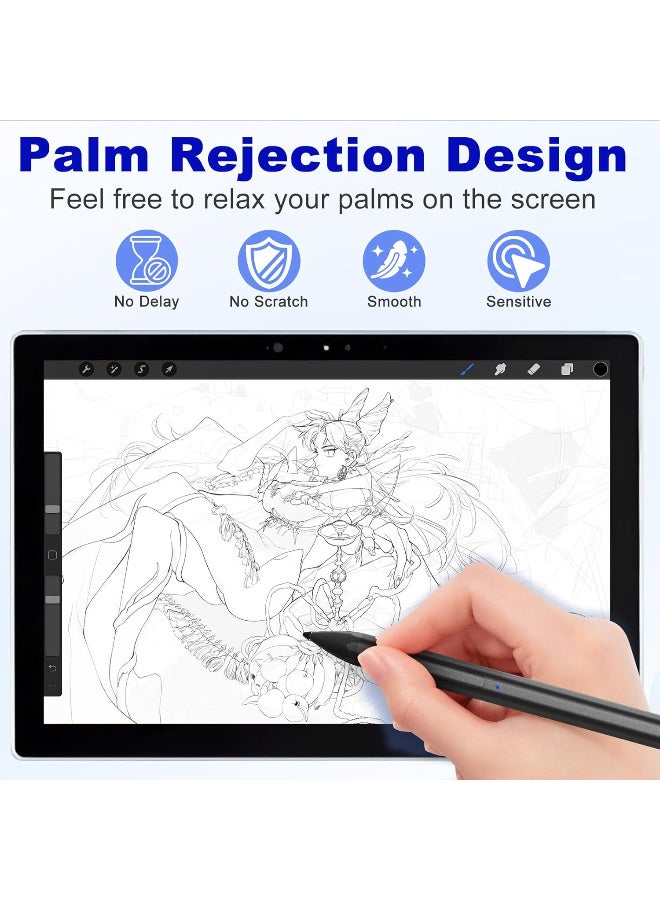 Surface Stylus for Surface Pro 11/9/X/8/7/6/5/4/3, Surface Go 4/3/2/1, Surface Laptop/Studio/Book 4/3/2/1 Stylus Pen with Palm Rejection, 4096 Pressure Sensitivity, Black - Image 5