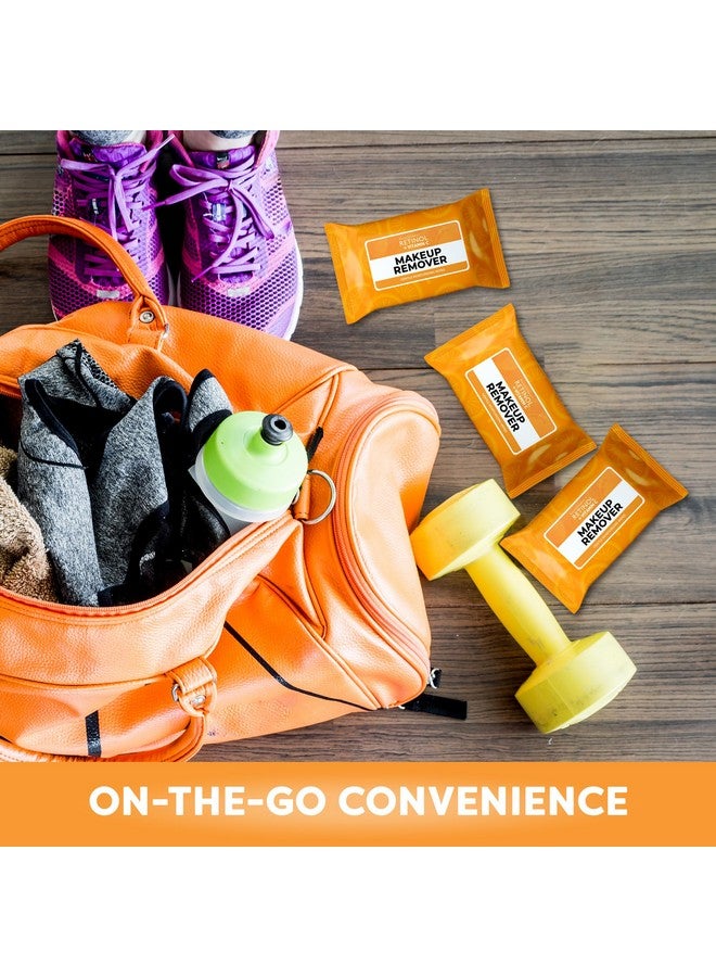 Retinol + Vitamin C Individually Wrapped Makeup Remover Wipes, travel essentials for Travel & On the Go, women facial cleansing towelettes, removes makeup mascara & sunscreen - 30 single face wipes - Image 4