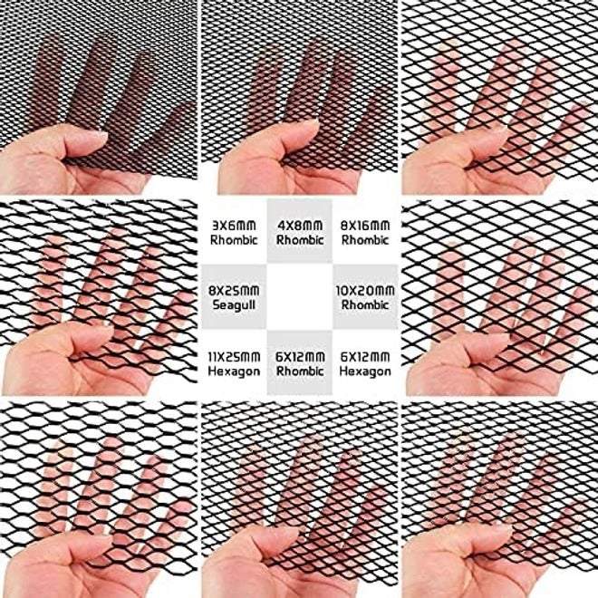 AggAuto 40"x13" Car Grill Mesh - Black Aluminum Alloy Rhombic Hole Bumper Grille Insert, Universal Fit - Image 5