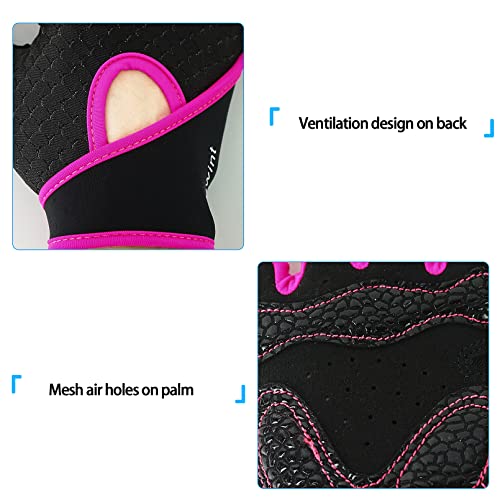 Luwint Kids Workout Gloves, Ventilated Grip Exercise Gloves for Boys and Girls Weightlifting Hanging Gym, Children 6-8 Years (Pink, Medium) - Image 5