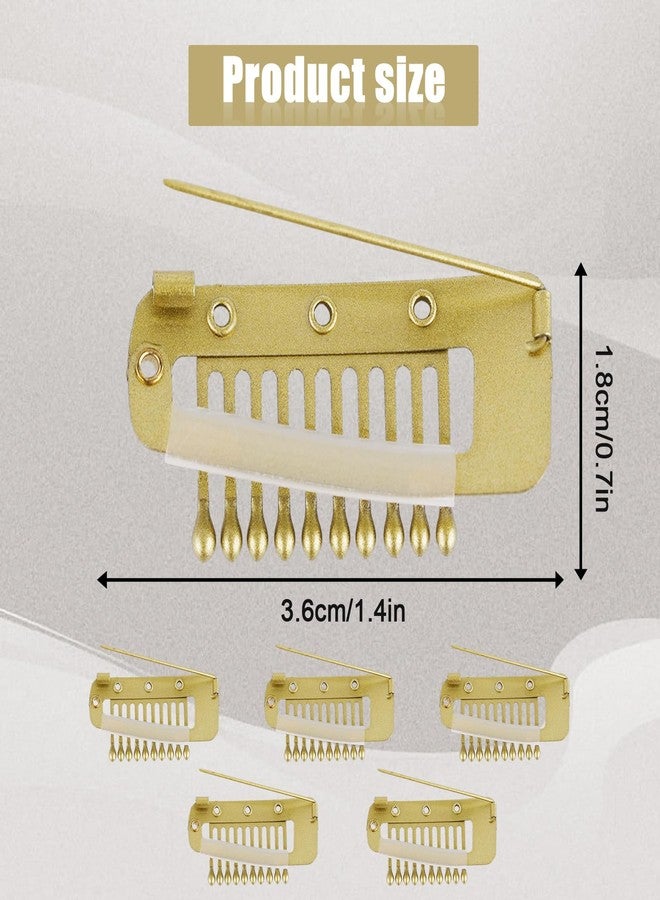 XIHIRCD 6pcs Chunni Clip with Safety Pins Wig Clips to Secure Hair Accessories Hair Extension Clips for Dupatta, Hijab Indian Costume, with Rubber Snap to Easy Operate (Gold) - Image 2