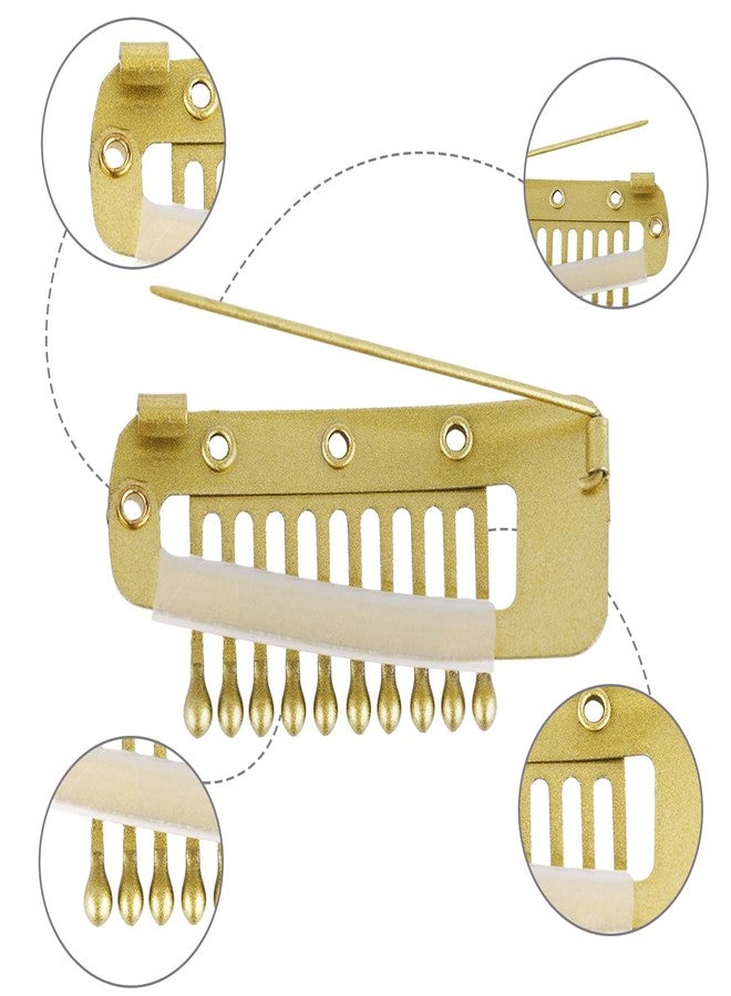 XIHIRCD 6pcs Chunni Clip with Safety Pins Wig Clips to Secure Hair Accessories Hair Extension Clips for Dupatta, Hijab Indian Costume, with Rubber Snap to Easy Operate (Gold) - Image 3