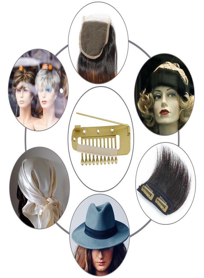 XIHIRCD 6pcs Chunni Clip with Safety Pins Wig Clips to Secure Hair Accessories Hair Extension Clips for Dupatta, Hijab Indian Costume, with Rubber Snap to Easy Operate (Gold) - Image 4