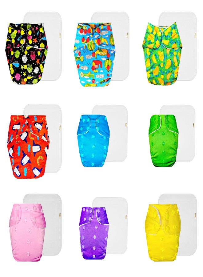 Dumbledo Premium Cloth Diaper with Cotton Insert (Pack of 9) | Soft & Gentle | 6-Layer Absorbent Pad | Travel Friendly | Ideal for Toddlers | 3 Months - 3 Years | Unisex Baby - Image 1