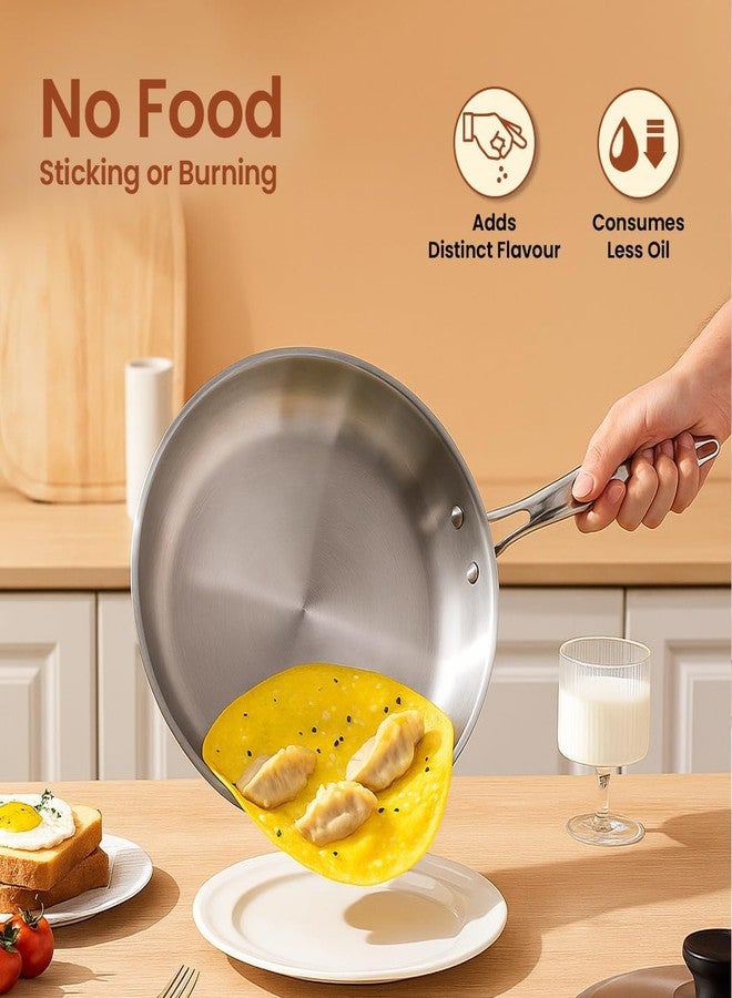 Omichef Triply Cookware Set | Kadai/Kadhai (22 Cm/2.35 L) + Frypan/Frying Pan (22 Cm/1.45 L) + Saucepan/Tea Pan/Milk Pan (14 Cm/1.25 L) | ISI Certified & Induction Friendly - Image 4