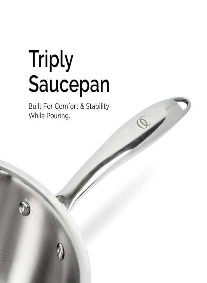 Omichef Triply Cookware Set | Kadai/Kadhai (22 Cm/2.35 L) + Frypan/Frying Pan (22 Cm/1.45 L) + Saucepan/Tea Pan/Milk Pan (14 Cm/1.25 L) | ISI Certified & Induction Friendly - Image 5