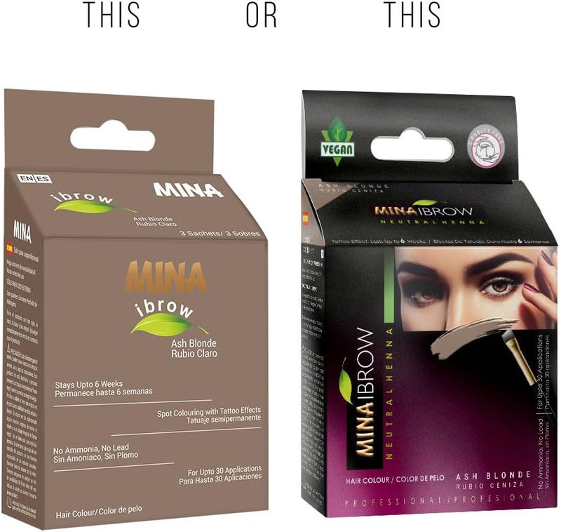 MinaiBrow MINA ibrow Henna Hair Color Professional Tint Kit With Brush Combo Pack | No Ammonia | Vegan & Cruelty Free | Upto 30 Applications (Ash Blond) - Image 3