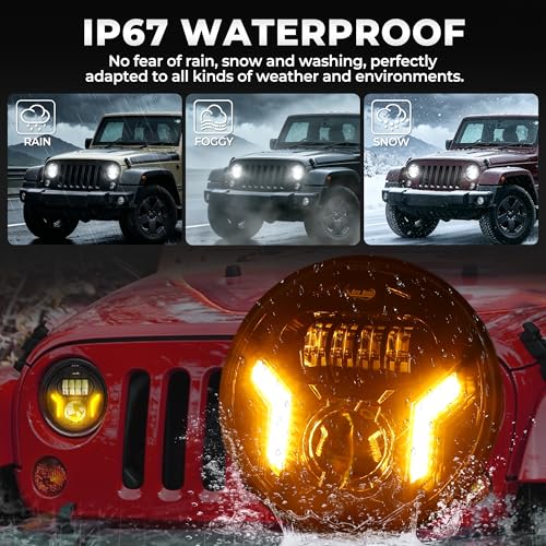 Auto Buero 2PCS 7 inch Led Headlight Round H6024 Led Headlight with DRL Turn Signal Compatible with Jeep Wrangler JK TJ CJ & Miata & Chevy S3 & Hummer H1 H2,DOT Approved - Image 5
