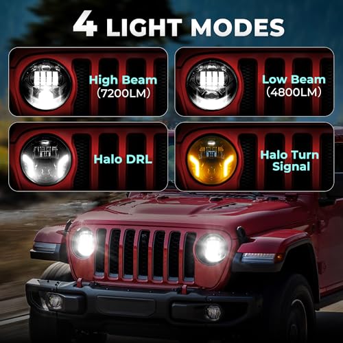 Auto Buero 2PCS 7 inch Led Headlight Round H6024 Led Headlight with DRL Turn Signal Compatible with Jeep Wrangler JK TJ CJ & Miata & Chevy S3 & Hummer H1 H2,DOT Approved - Image 3