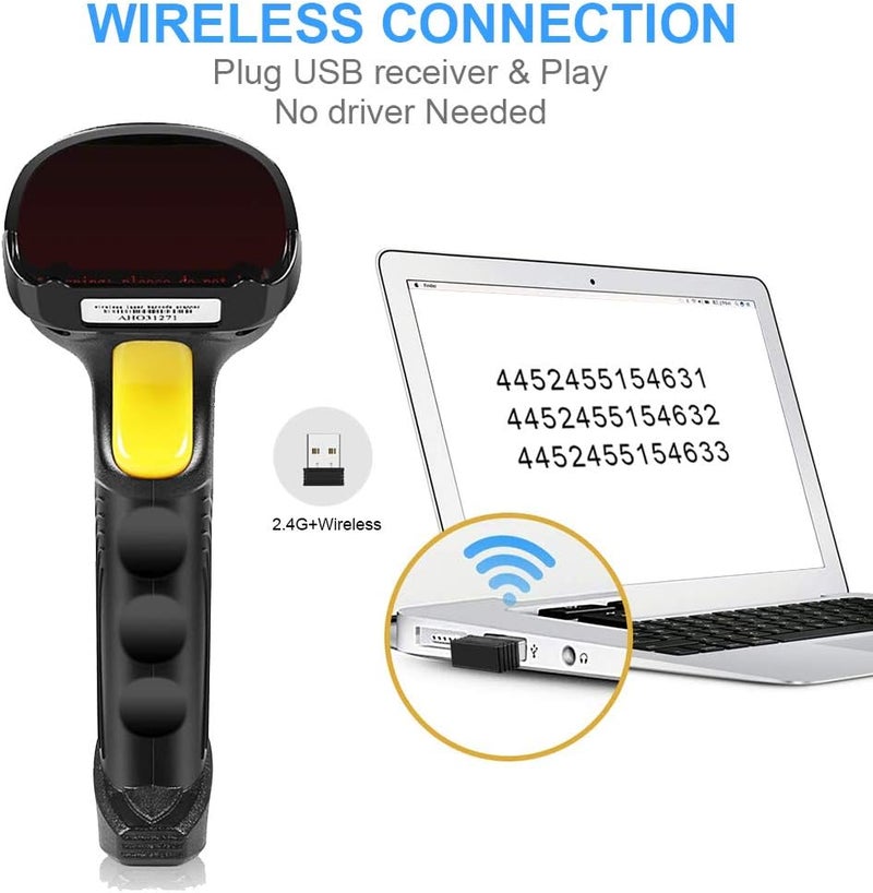 BASECENT Barcode Scanner Wireless, USB Quick Laser Barcode Scanner Reader (Lector De Codigo De Barras), Handheld Barcode Reader Scanner for Library Book, Warehouse Inventory, Store - Image 2