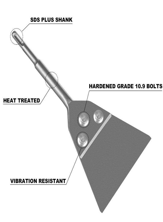 Firecore مكشطة أرضيات Firecore SDS Plus مع مسامير احتياطية وصواميل قفل، أداة إزميل إزالة البلاط 5 بوصة × 11 بوصة بمقبض طويل شديدة التحمل لمثقاب المطرقة الدوارة، مكشطة رقيقة لإزالة المواد اللاصقة FS22510 - Image 2