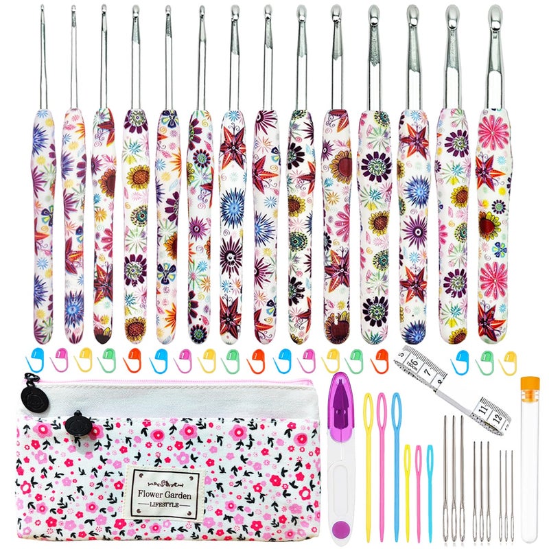 Hobekoee 14 Sizes Crochet Hooks Set225mmB10mmN Ergonomic Handle Crochet Hook for Arthritic HandsLong Crochet Needles Set with Case for Beginners and Enthusiasts - Image 2