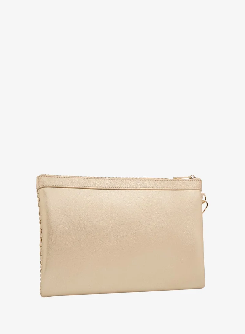 Flora Bella By Shoexpress Textured Pouch with Zip Closure