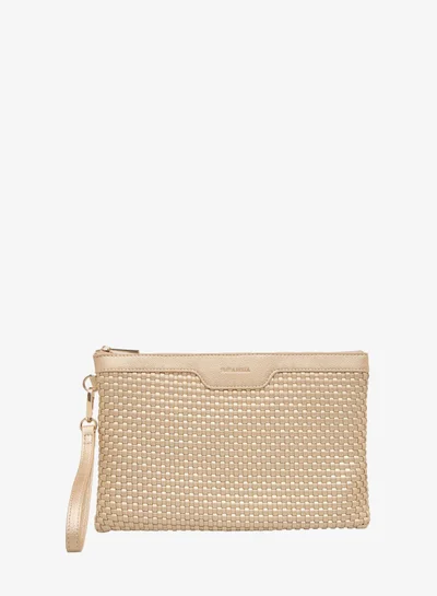 Flora Bella By Shoexpress Textured Pouch with Zip Closure