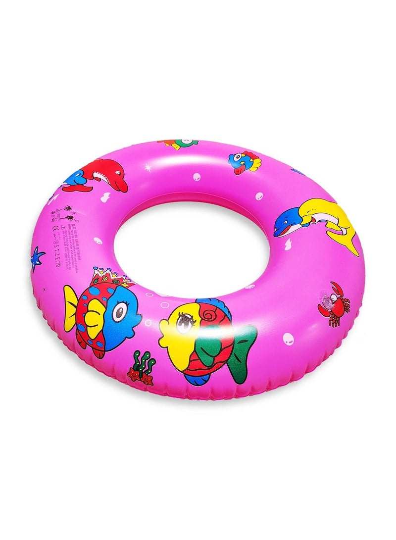Swimming Ring Dark Pink Fish & Sea Characters Inflatable Waist Float, Medium Size "70cm" Float Boat Fun Water Toys For Boys & Girls  - Image 3