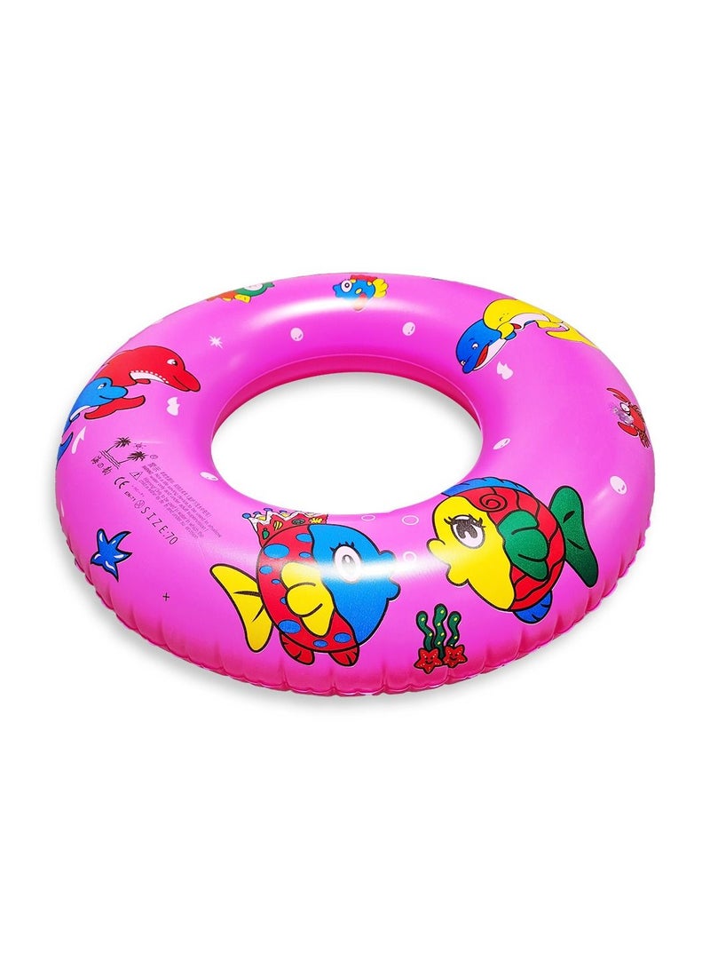 Swimming Ring Dark Pink Fish & Sea Characters Inflatable Waist Float, Medium Size "70cm" Float Boat Fun Water Toys For Boys & Girls  - Image 2