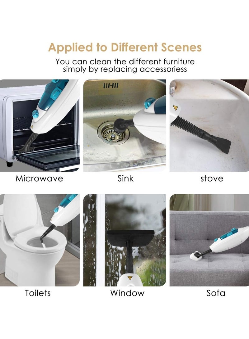 DSP Steam Mop,10 in 1 Multi Purpose Handheld Steamer Cleaner Detachable for Vinyl, Laminate, Carpet, Tile Hard Floor Grout w/ 2 pad, 1500W High Power,4.75M Cord, Includes 10 Accessories, Adjustable Steam & Height,KD-2071,White/Blue - Image 4