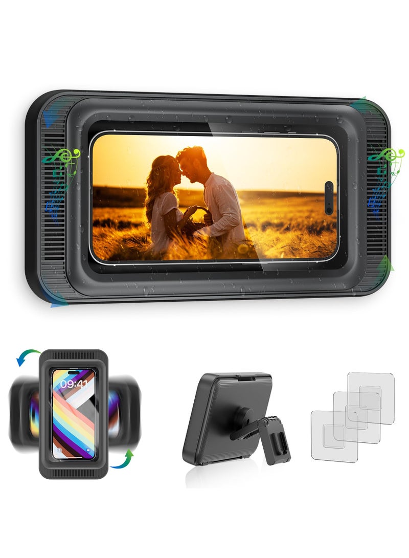 الحامل المحمول للدش المحمّل بترقية، مع فتحات للمكبرات الصوتية وشاشة قابلة للمس، يمكن تثبيته على جدران الحمام والمطبخ - Image 1