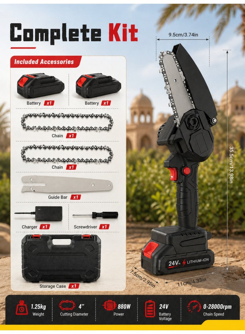ALongDeng 6 inch Mini Chainsaw Cordless Handheld Electric Chainsaw One-Hand Portable Electric Saw for Tree Trimming Branch Wood Cutting Gardening - Image 5