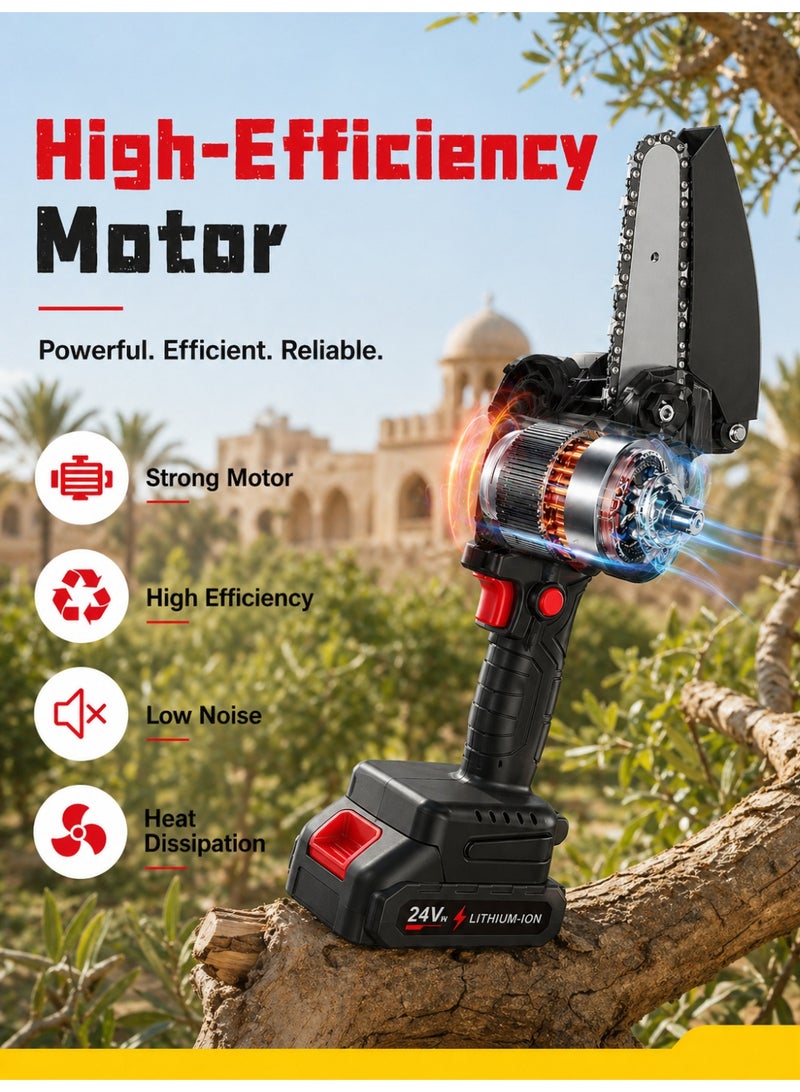 ALongDeng 6 inch Mini Chainsaw Cordless Handheld Electric Chainsaw One-Hand Portable Electric Saw for Tree Trimming Branch Wood Cutting Gardening - Image 4