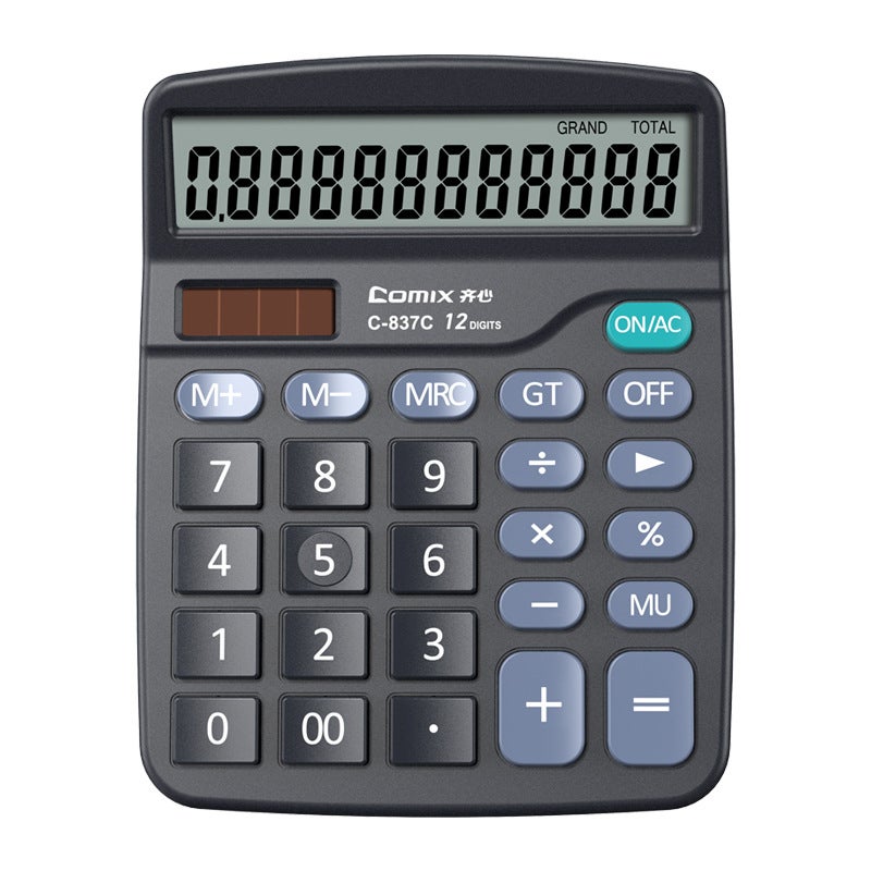 Qixin 12-Bit Classic Calculator Office Dedicated Dual-Power Non-Voice Computer C- 837C - Image 1