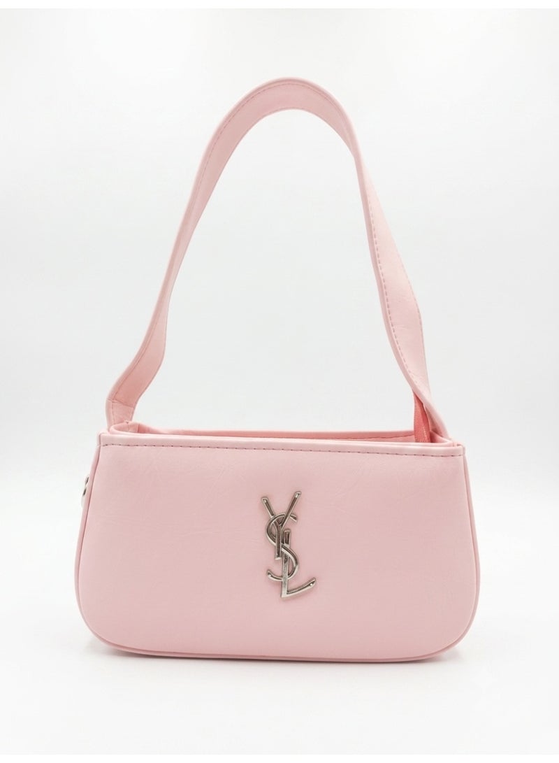 Women's Leather Handbag,Fashion Small Shoulder Bag Top Handle Bag (Pank)