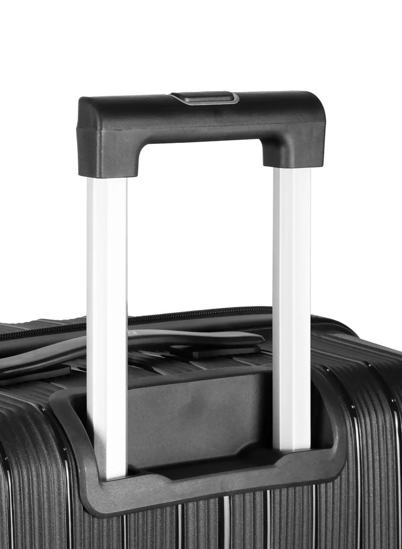 MNUK Viajero Stra Ordinario 24inch Luggage|Polypropylene (PP) Hardside Luggage Trolley|Double 360° 4 Wheeler| Medium-24inch|Black
