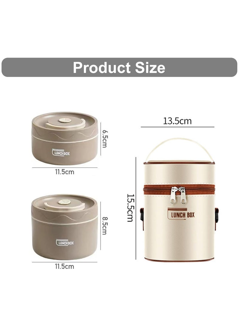 TOMSHOO - Kids Thermal Bento Lunch Box Set for School, Insulated Lunch Containers With Bag,3 Separate Stackable Lunch Container, Microwaveable Lunch Box Bento Box for Adults & Kids (2-Layer, Coffee) - Image 1