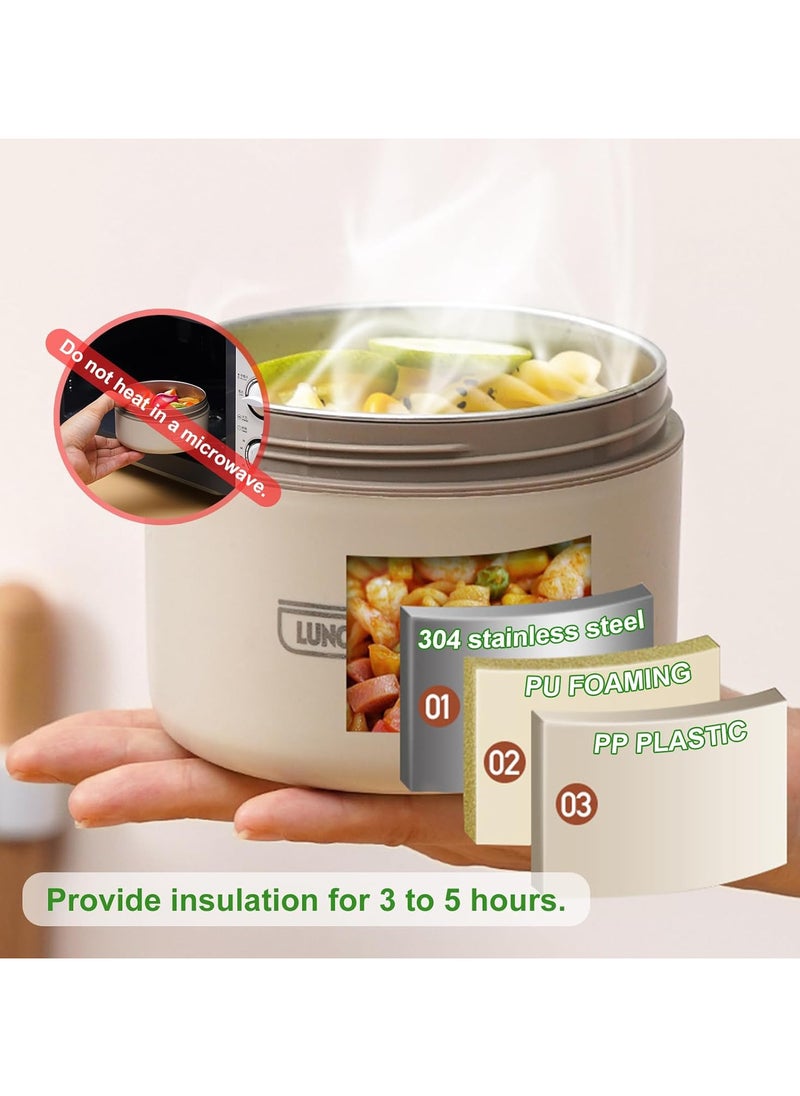 TOMSHOO - Kids Thermal Bento Lunch Box Set for School, Insulated Lunch Containers With Bag,3 Separate Stackable Lunch Container, Microwaveable Lunch Box Bento Box for Adults & Kids (2-Layer, Coffee) - Image 1