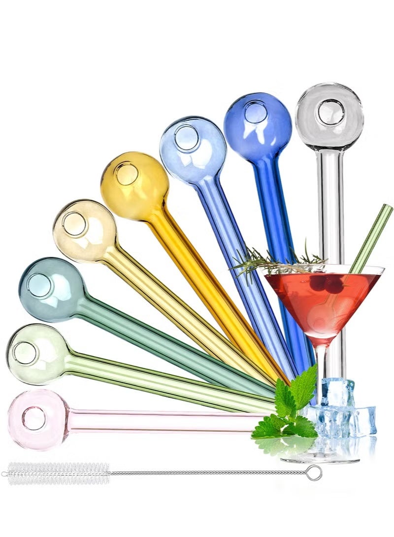 Redline Breakproof Glass Straws - Durable Reusable Glass Straws 8 Pack with 1 Cleaning Brush for Drinks, Herbs, Smoothies, Aromatherapy（Multi-Color） - Image 1