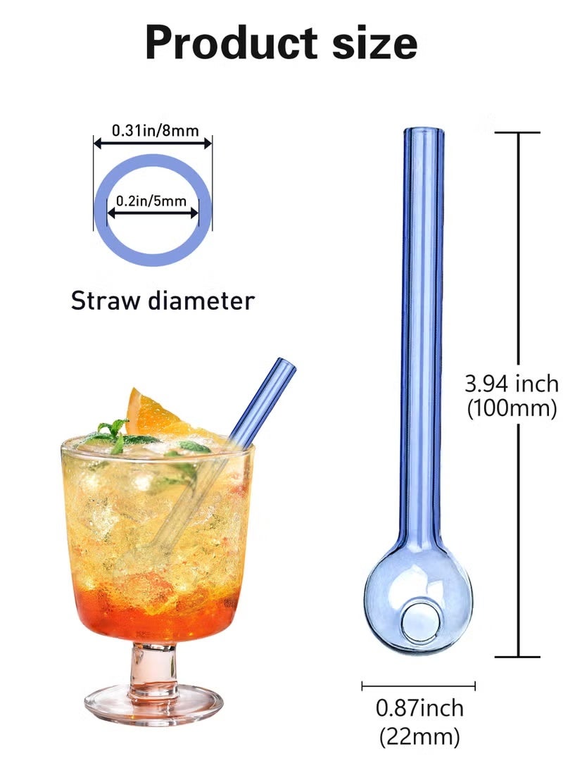 Redline Breakproof Glass Straws - Durable Reusable Glass Straws 8 Pack with 1 Cleaning Brush for Drinks, Herbs, Smoothies, Aromatherapy（Multi-Color） - Image 2