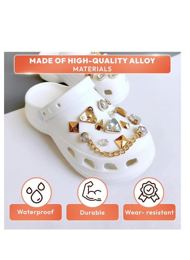 Excefore 24 حزمة من زينة أحذية التمساح الساحرة لتزيين الأحذية، تزيين الأحذية الماسية بالمينا مع ملحقات سلاسل، مناسبة لأحذية التماسيح للفتيات والنساء وهدايا أعياد الميلاد - Image 3